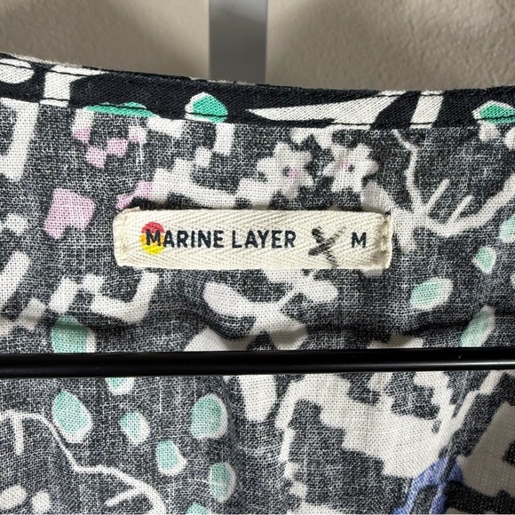 Marine Layer Camila Mini Dress Black Floral Hemp Tencel Size Medium - Picture 5 of 11